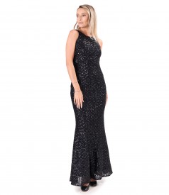 Rochie de seara lunga din paiete multicolore
