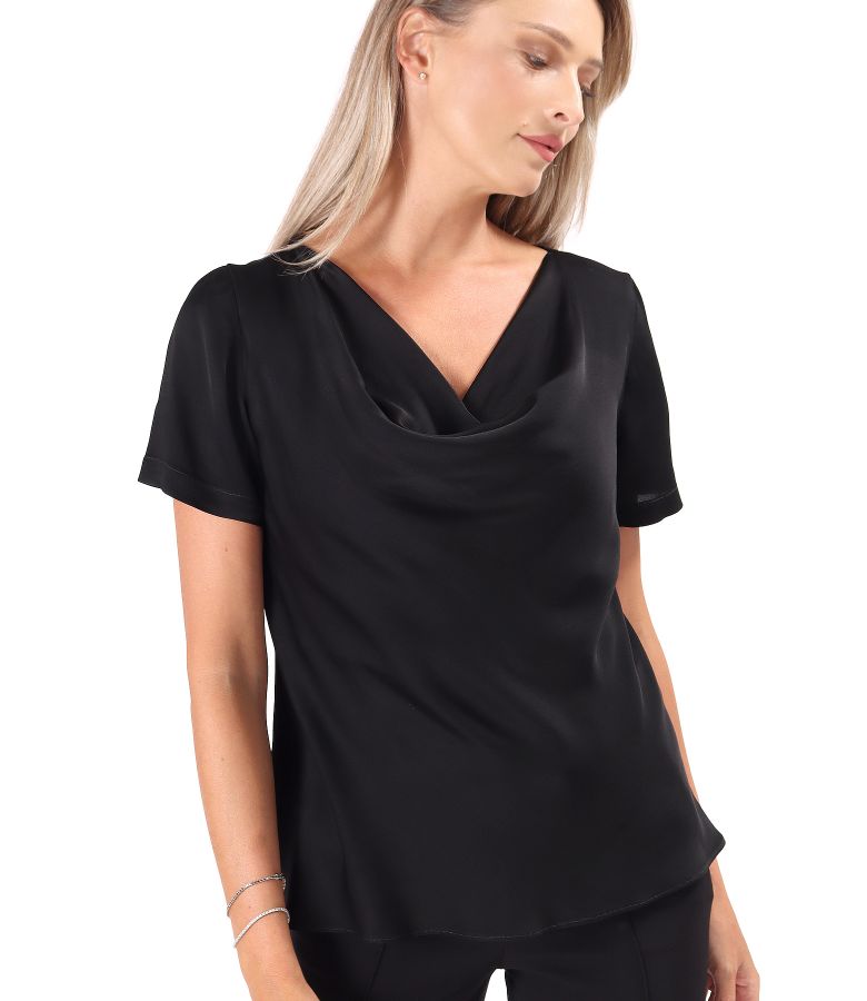 Bluza eleganta pe bie din saten de viscoza