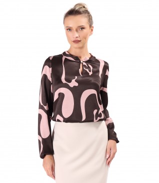 Bluza eleganta din viscoza satinata imprimata