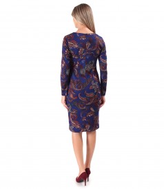 Rochie din jerse elastic gros imprimat cu motive paisley