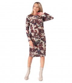 Rochie din jerse elastic gros imprimat cu motive paisley