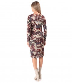 Rochie din jerse elastic gros imprimat cu motive paisley